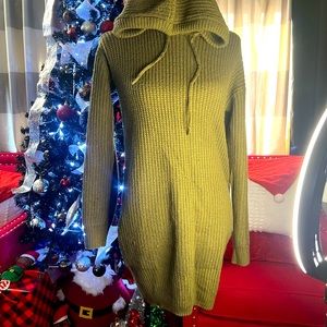 Green hooded sweater